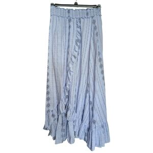 Muse by Rimo Blue Boho Ruffle Maxi Skirt